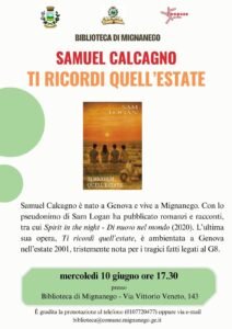 Presentazione del libro “Ti ricordi quell’estate” di Samuel Calcagno